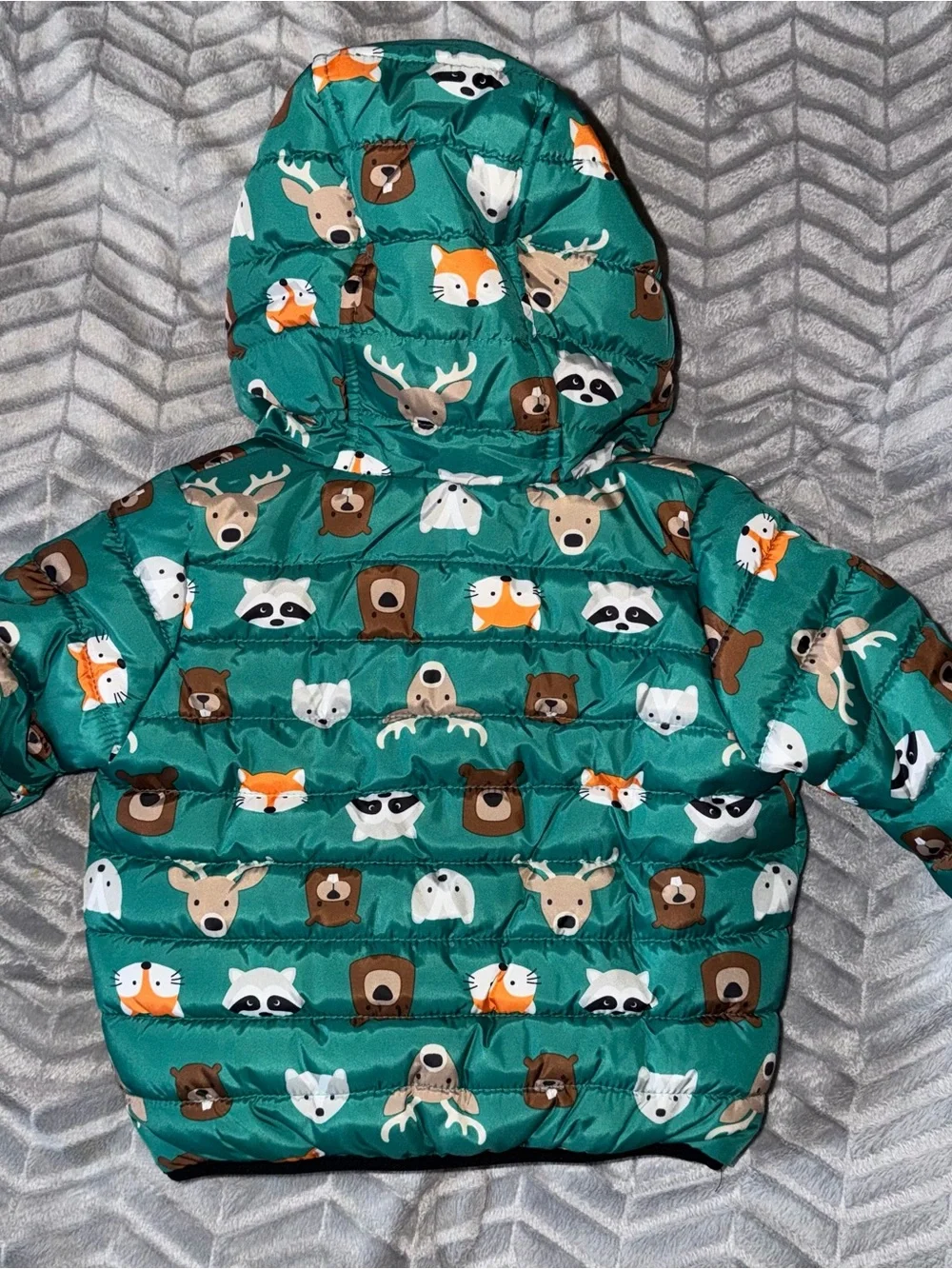 Falls Creek Kids Teal Animal Print Puffer Winter Jacket 18 Months